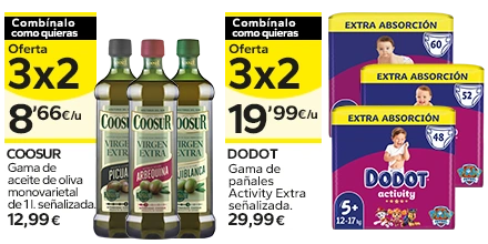 Oferta 3x2 en los productos señalizados