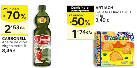 2ª unidad -50% en los productos señalizados