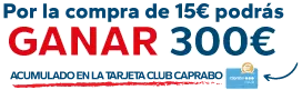 Por la compra de 15€ podrás ganar 300€