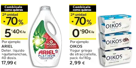 2ª unidad -70% en los productos señalizados