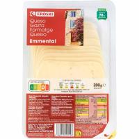 Formatge Emmental EROSKI, rodanxes, safata 200 g