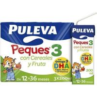 Llet creixement Nens cereal-fruita PULEVA 3, pack 3x200 ml