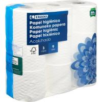 Paper higiènic encoixinat EROSKI, paquet 9 rotllos