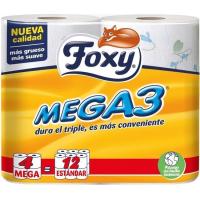 Paper higiènic FOXY Mega 3, paquet 4=12 rotllos