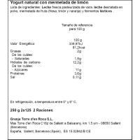 Yogur sabor limón LA TORRE, pack 2x125 g