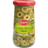 Olives verdes en rodanxes SERPIS, flascó 150 g