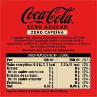Refresc de cola sense cafeïna COCA-COLA ZERO ZERO, botellín 50 cl