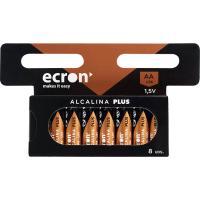 Pila alcalina LR06 (AA) ECRON+, pack 8 u