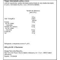 Iogurt desnatat sabor pinya-coco LA TORRE, pack 2x250 g