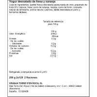 Yogur desnatado fresa naranja LA TORRE, pack 2x125 g