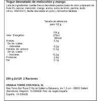 Iogurt desnatat mango préssec LA TORRE, pack 2x125 g