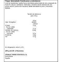 Yogur desnatado arándanos LA TORRE, pack 2x125 g