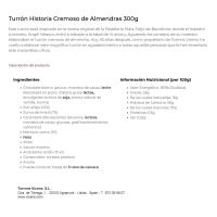 Turrón Historia cremoso de almendra VICENS, tableta 300 g