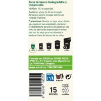 Bossa d`escombraries 10 l. biodegradable EROSKI BIO, paquet 15 u