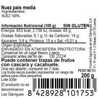 Nuez del país mitades LES GARRIGUES, bolsa 200 g