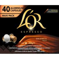 Cafè origen Colòmbia L`OR, caixa 40 monodosis
