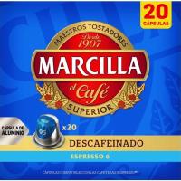 Cafè decaffeinato MARCILLA, caixa 20 monodosis