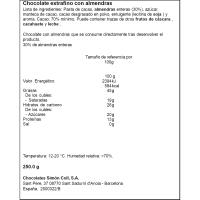 Torró d`ametlles 70% cacau SIMON COLL, 250 g