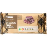 Turrón de chocolate negro crujiente EROSKI, tableta 250 g