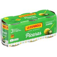 Olives farcides de jalapeño piquessis L`ESPANYOLA, pack 3x50 g