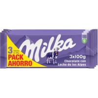 Xocolata amb llet MILKA, pack 3x100 g
