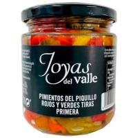 Pimiento del piquillo en tiras JOYAS DEL VALLE,  frasco 270 g