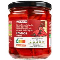 Pimiento de piquillo entero EROSKI, frasco 350 g