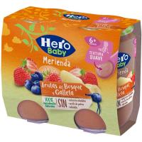 Potito de frutas del bosque con galleta HERO, pack 2x190 g