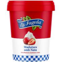 Helado de fresas con nata LA FAGEDA, tarrina 500 ml