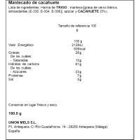 Mantegat 5% cacahuet SANCHO MELERO 190g.