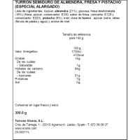 Turrón semiduro de almendra-fresa-pistacho VICENS, tableta 300 g