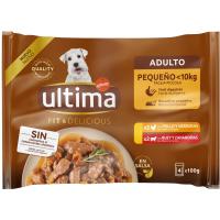 Aliment de pollastre i bou per a gos ULTIMA F&D, pack 4x100 g