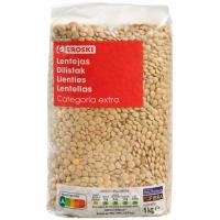 Lentejas EROSKI, paquete 1 kg