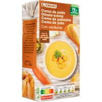 Crema de pollo con verduras EROSKI, brik 500 g