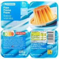 Flan de vainilla 0% EROSKI, pack 4x100 g