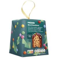 Mini panettone con pepitas choco y smarties EROSKI, caja 100 g