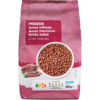 Cereales de arroz inflado con cacao EROSKI, bolsa 500 g