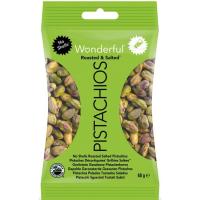 Pistachos pelados tostados salados WONDERFUL, bolsa 60 g