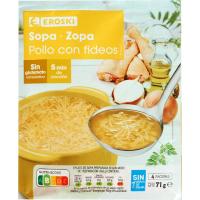 Sopa de pollo y fideos EROSKI, sobre 71 g