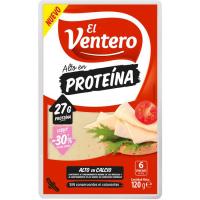 Queso alto en proteina EL VENTERO, lonchas, bandeja 120 g