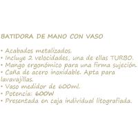 Batidora de mano con vaso medidor, 2 velocidade: 1 Turbo, 600 W, Nordik KFK