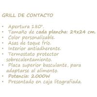 Grill de contacto, apertura 180º, tamaño de cada placa 29x24 cm, 2000W, Nordik KFK