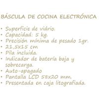 Báscula cocina electrónica, peso max 5kg, precisión mínima 1g, Nordik KFK, 21x15cm