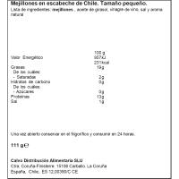 Mejillón chileno en escabeche 15/20 piezas CALVO, lata 111 g