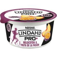 Yogur Pro melocotón y fruta de la pasión LINDHALS, tarrina 160 g