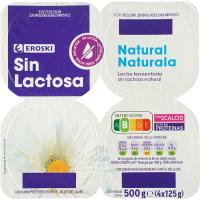 Preparat lacti s/ lactosa natural EROSKI, pack 4x125 g