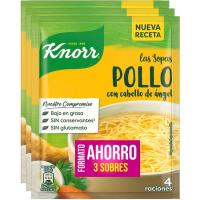 Sopa de pollastre amb cabell d'àngel KNORR, pack 3x68 g