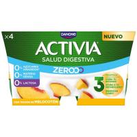 Yogur triple zero melocotón ACTIVIA, pack 4x120 g