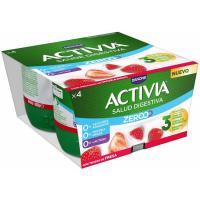 Iogurt triple zero maduixa ACTIVIA, pack 4x120 g