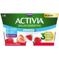 Iogurt triple zero maduixa ACTIVIA, pack 4x120 g